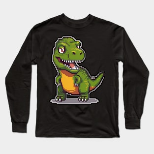 Cute Pixelated T Rex Long Sleeve T-Shirt
